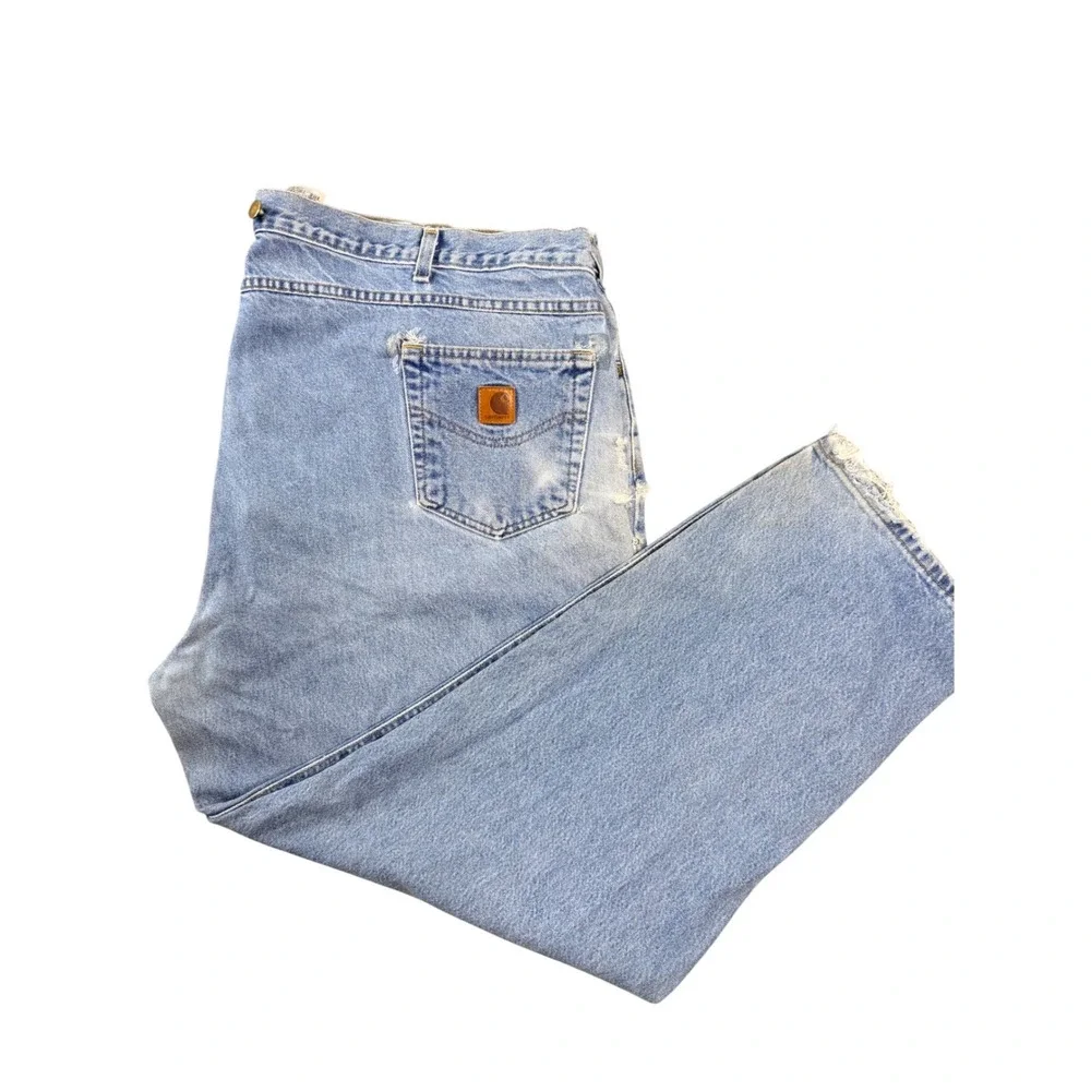 Carhartt B17-DST Mens Relaxed Fit Jeans Light‎ Wash Blue Denim 50x32 Distressed